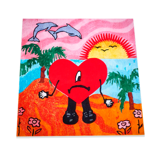 Alfombra Un Verano Sin Ti Bad Bunny hecha a mano con diseño colorido