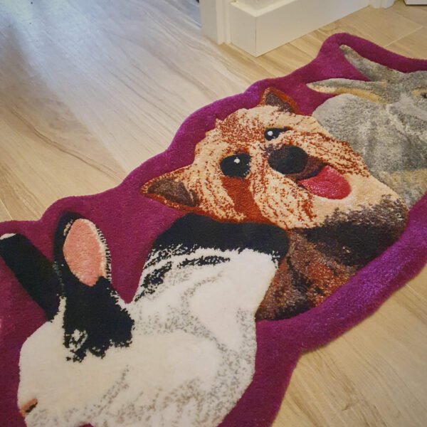 alfombra personalizada de mascotas conejos y perro