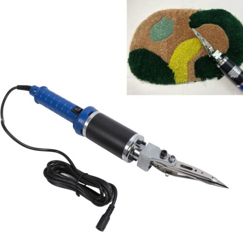 Tijera eléctrica perfilado tufting con mango azul y cable