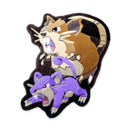 Alfombra personalizada Pokémon Rattata y Raticate hecha a mano