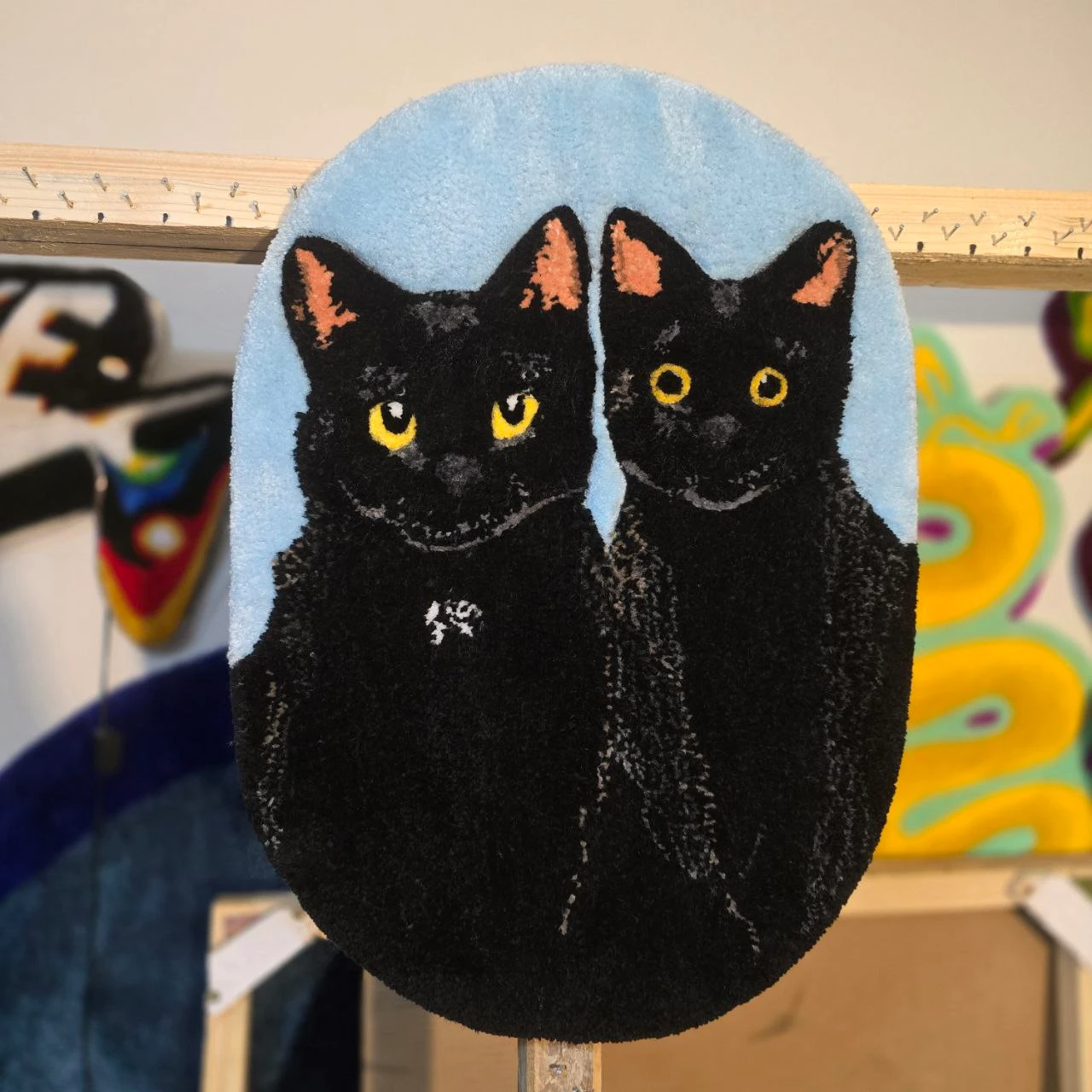 Alfombra retrato gatos negros personalizada