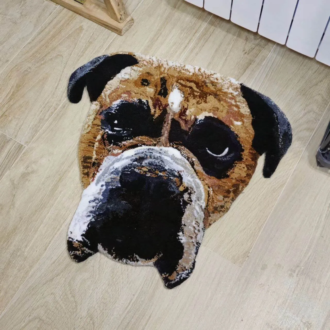 Retrato mascota alfombra artesanal